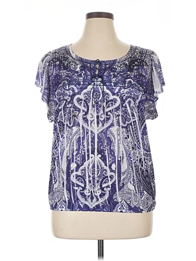 Pre-owned Dressbarn Short Sleeve Blouse In Blue