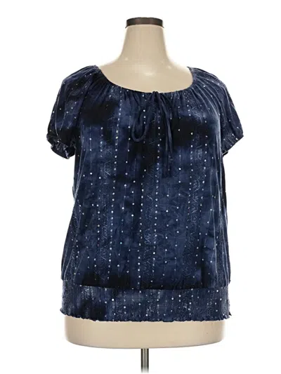 Pre-owned Dressbarn Short Sleeve Blouse In Blue