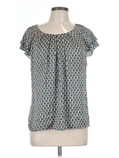 Pre-owned Dressbarn Short Sleeve Blouse In Blue