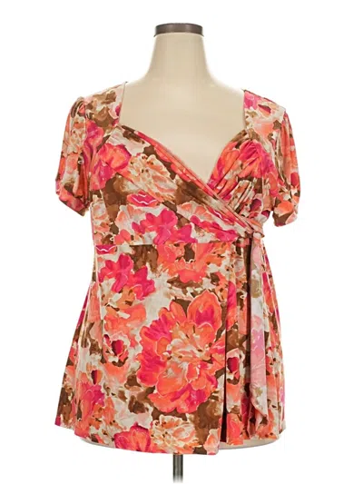 Pre-owned Dressbarn Short Sleeve Blouse In Brown