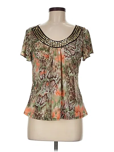 Pre-owned Dressbarn Short Sleeve Blouse In Brown