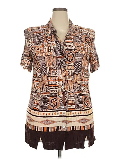 Pre-owned Dressbarn Short Sleeve Blouse In Brown