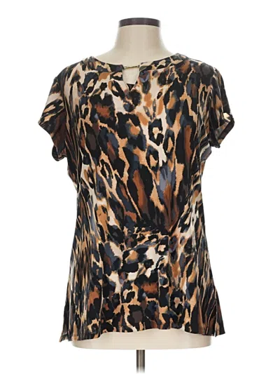 Pre-owned Dressbarn Short Sleeve Blouse In Brown