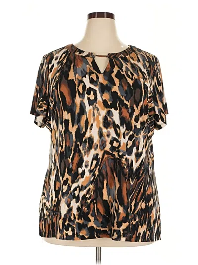 Pre-owned Dressbarn Short Sleeve Blouse In Brown