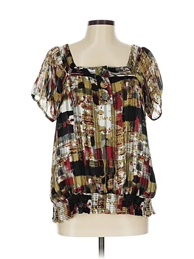 Pre-owned Dressbarn Short Sleeve Blouse In Gold