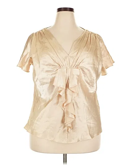 Pre-owned Dressbarn Short Sleeve Blouse In Gold
