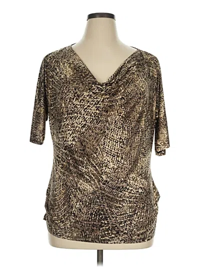 Pre-owned Dressbarn Short Sleeve Blouse In Gold