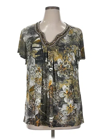 Pre-owned Dressbarn Short Sleeve Blouse In Gray