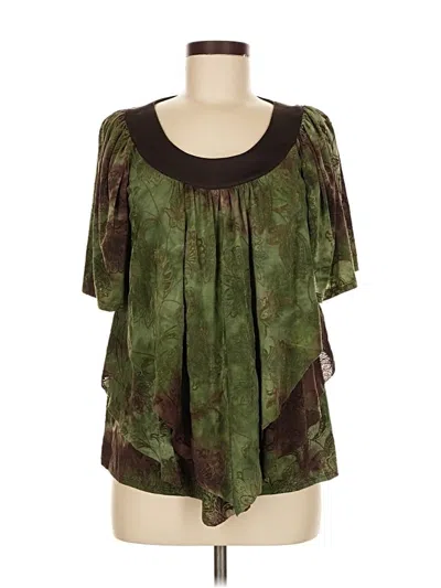 Pre-owned Dressbarn Short Sleeve Blouse In Green
