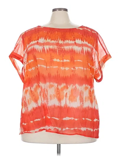 Pre-owned Dressbarn Short Sleeve Blouse In Orange