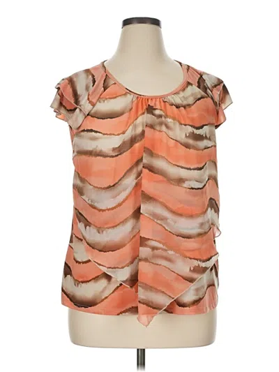 Pre-owned Dressbarn Short Sleeve Blouse In Orange