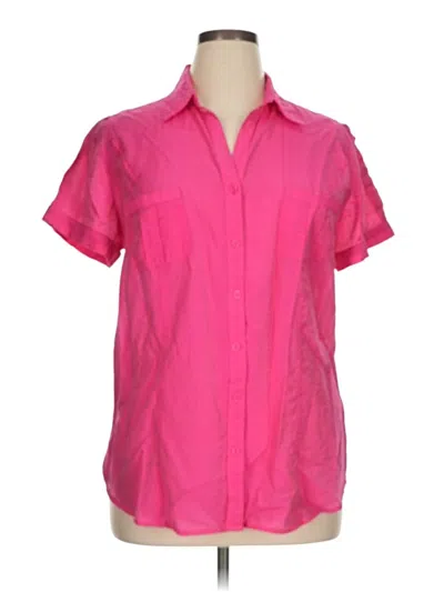 Pre-owned Dressbarn Short Sleeve Blouse In Pink