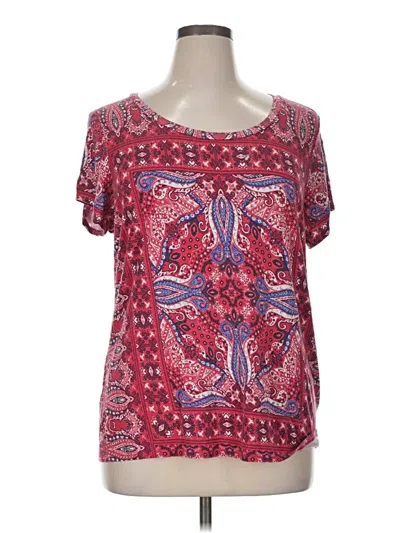 Pre-owned Dressbarn Short Sleeve Blouse In Red