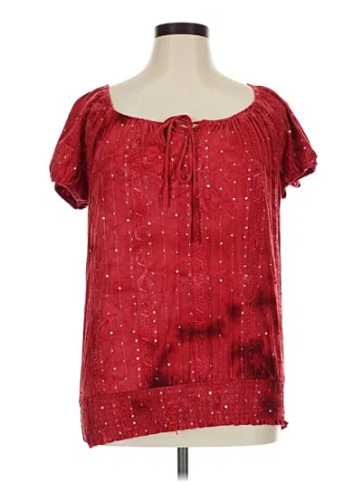 Pre-owned Dressbarn Short Sleeve Blouse In Red