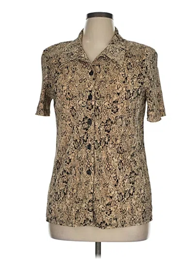 Pre-owned Dressbarn Short Sleeve Blouse In Tan
