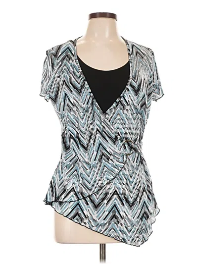 Pre-owned Dressbarn Short Sleeve Blouse In Teal
