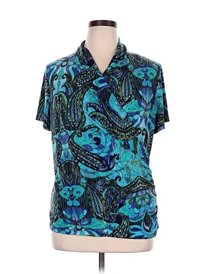 Pre-owned Dressbarn Short Sleeve Blouse In Teal