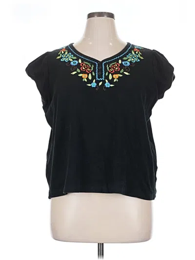 Pre-owned Dressbarn Short Sleeve Top In Black