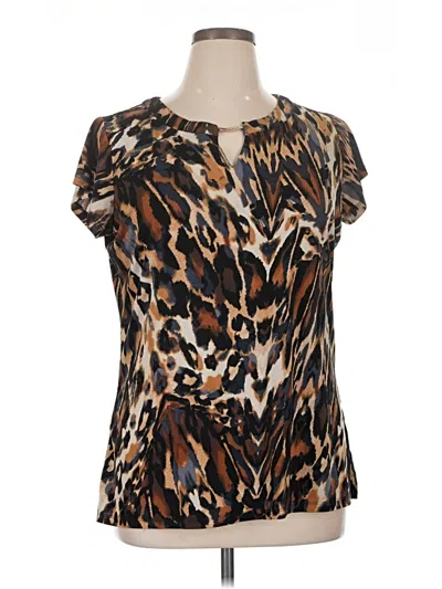 Pre-owned Dressbarn Short Sleeve Top In Brown