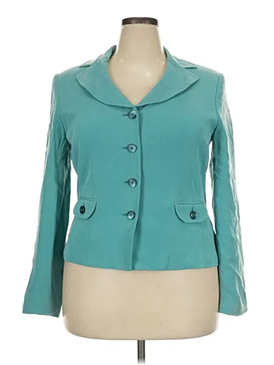 Pre-owned Dressbarn Silk Blazer Jacket In Teal