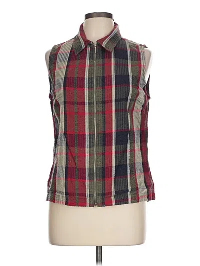 Pre-owned Dressbarn Sleeveless Button Down Shirt In Burgundy