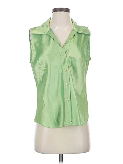 Pre-owned Dressbarn Sleeveless Button Down Shirt In Green