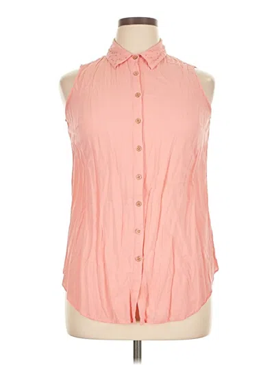 Pre-owned Dressbarn Sleeveless Button Down Shirt In Pink