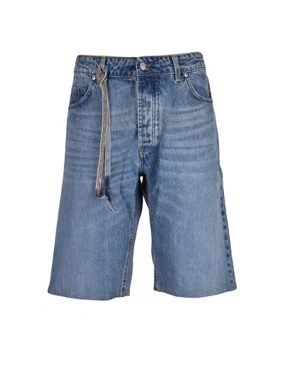 Dressism. Blue Cotton Bermuda Shorts