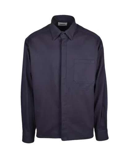 Dressism. Blue Heavy Canvas Stretch Cotton Oversized Shirt