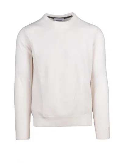 Dressism. Merino Wool Crewneck Sweater With Minimalist Design In White