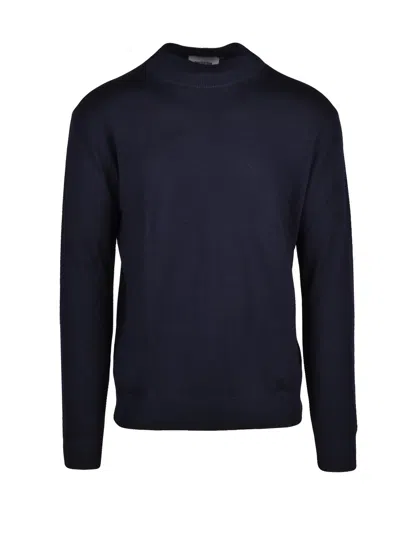 Dressism. Multicolor Turtleneck Knit Sweater With High Neck Design In Blue