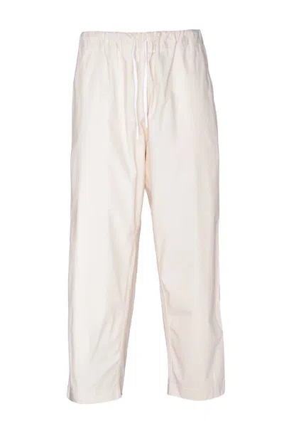 Dressism. Relaxed Fit White Trousers With Drawstring Waistband