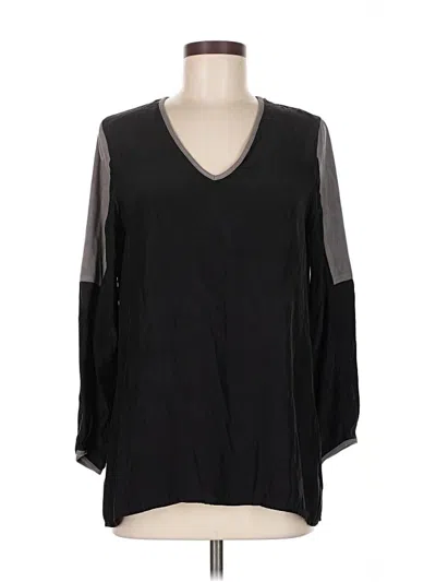 Pre-owned Drew 3/4 Sleeve Silk Top Black V Neck Tops
