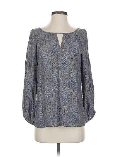 Pre-owned Drew 3/4 Sleeve Silk Top Gray Keyhole Neckline Tops