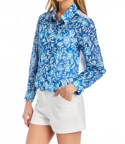 Drew Alexa Floral Blouse In Ocean In Blue