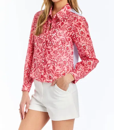 Drew Alexa Floral Blouse In Strawberry In Red