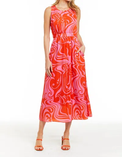 Drew Amber Midi Dress In Hot Pink In Multi