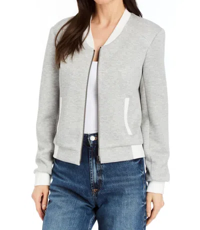 Drew Bari Zip Front Bomber Jacket In Heather Grey In Gray