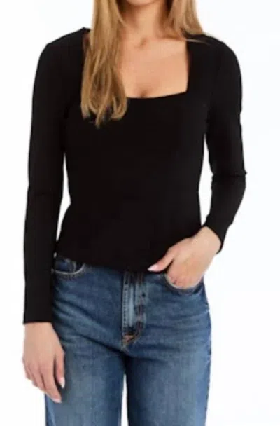 Drew Belen Square Neck Long Sleeve Top In Black