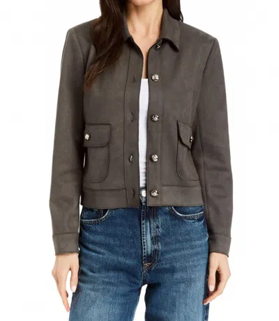 Drew Berlin Stretch Sueded Jacket In Charcoal In Gray