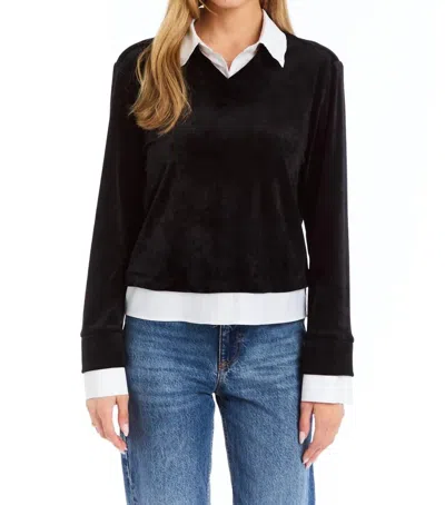 Drew Biana Twofer Sweatshirt In Evergreen In Black