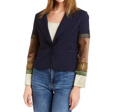 Drew Blossom Blazer In Moroccan Stripe Navy In Multi