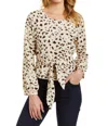 Drew Claire Printed Blouse In Cream In Beige