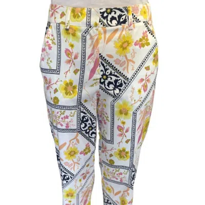 Drew Clara Stretch Sateen Pants In Multi Color In White