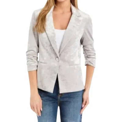 Drew Crush Velvet Blazer In Serena In Gray