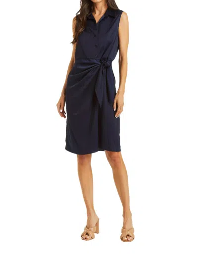 Drew Crystal Wrap Shirt Dress In Navy In Blue