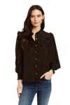 Drew Dawn Ruffle Blouse In Navy In Blue