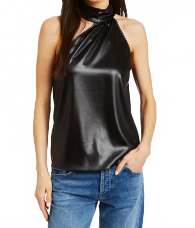 Drew Duke Crinkled Nappa Satin Blouse In Black