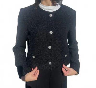 Drew Emillia Short Tweed Jacket In Black In Multi