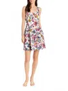 Drew Haider Floral Print Mini Dress In Iris In Multi